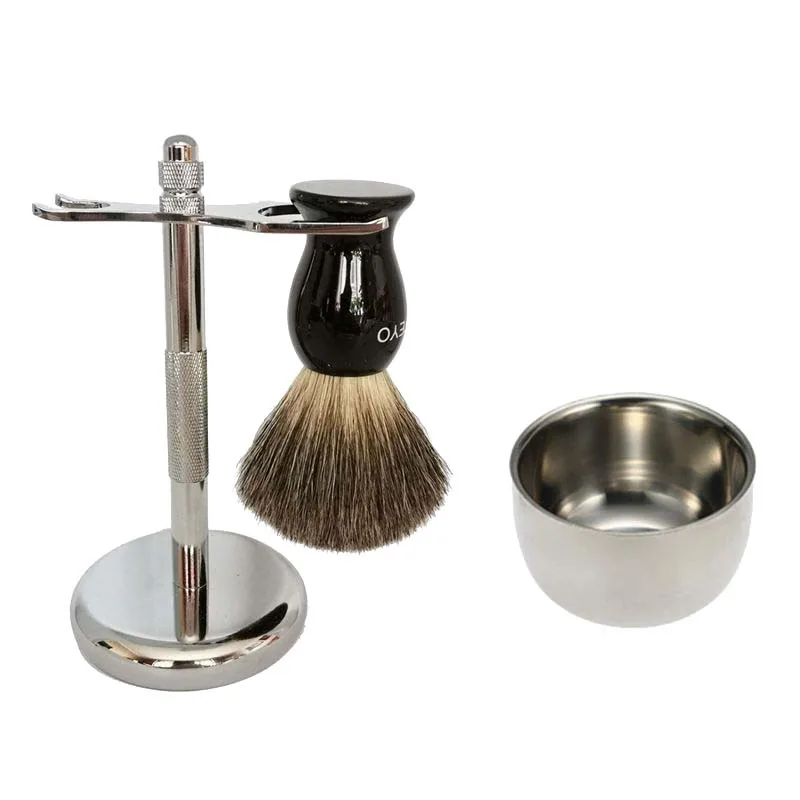TEYO Pure Badger Shaving Brush Stand Bowl Set Perfect for Man Wet Shaver Tools