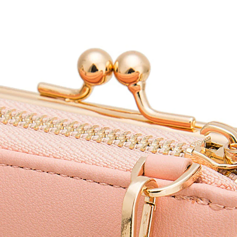 

New Fashion Women's Wallets Luxury Designer Two Layer Mobile Phone Bag Hot Sell PU Leather Shoulder Storage Wallet Card Holder