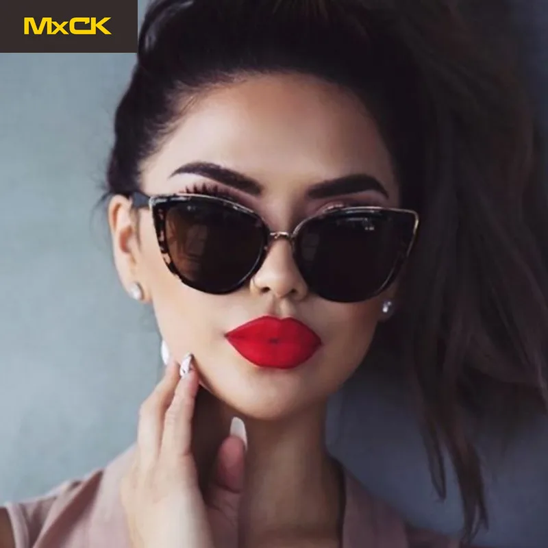 MxCK брендовые Модные солнцезащитные очки кошачий глаз женские дизайнерские