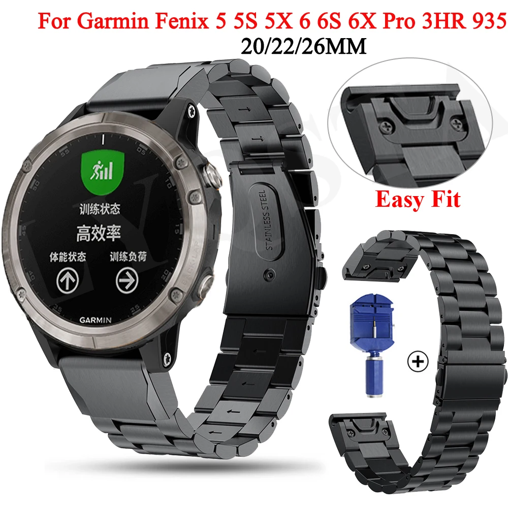 

26 22 20MM Stainless Steel Watch Band Strap For Garmin Fenix 6X 6 Pro 7X 7 5 5X Plus Easyfit Metal Wristband Smartwatch Bracelet