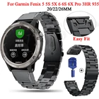 Ремешок для часов Garmin Fenix 6X 6S 6 5X 5 5splus 3HR, металлический, из нержавеющей стали