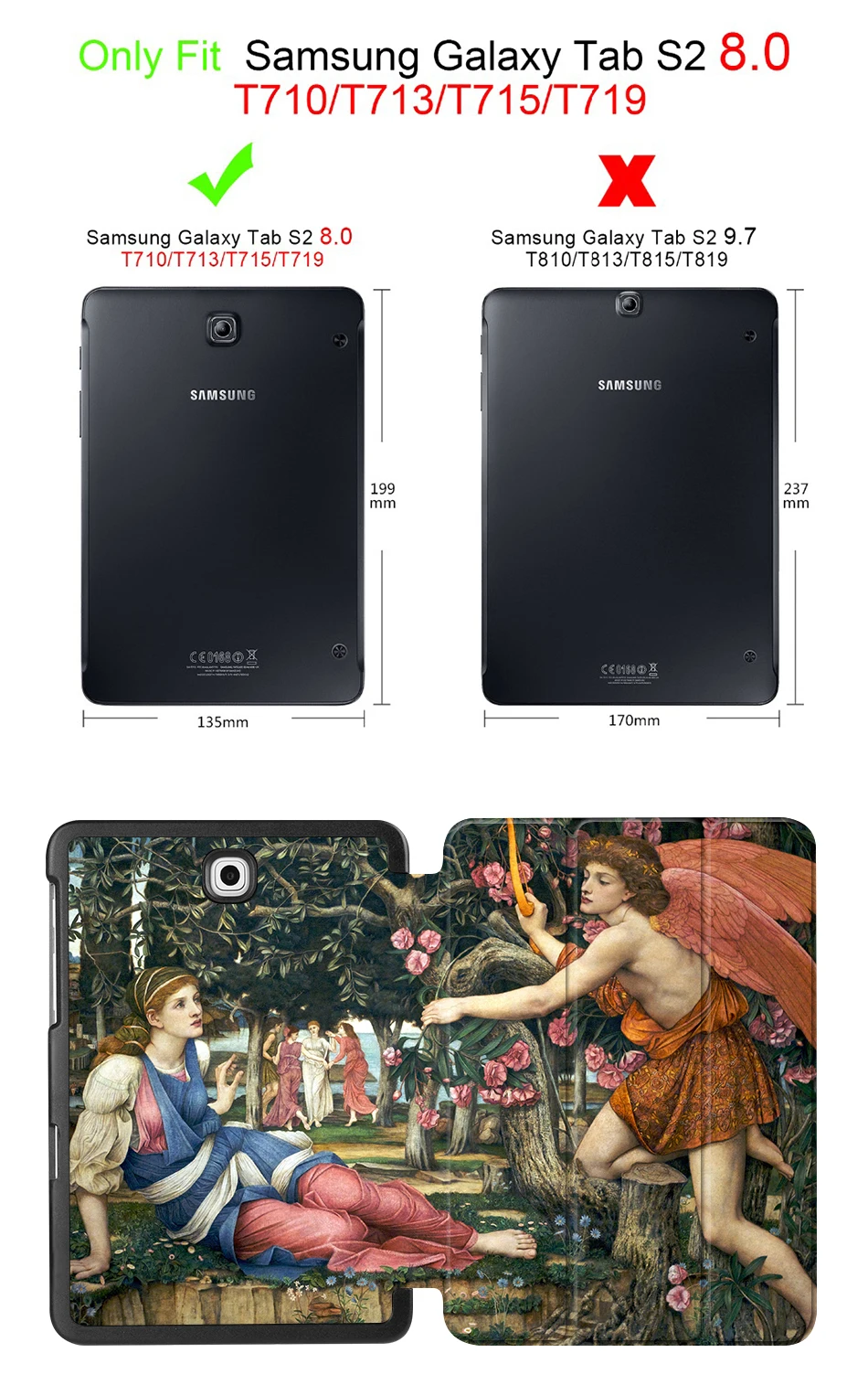MTT из искусственной кожи чехол для samsung Galaxy Tab S2 8," SM-T710 T715 T713 T719 тонкий смарт-чехол картина маслом планшет защитный чехол