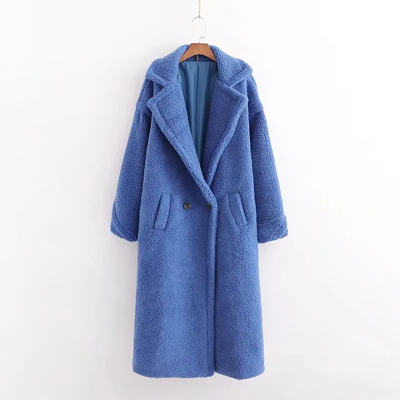 Faux Teddy Bear Wool All-In-One Coat European And American Warm And Thick Plush Cocoon Type Coat Thick Warm Long Jacket Women