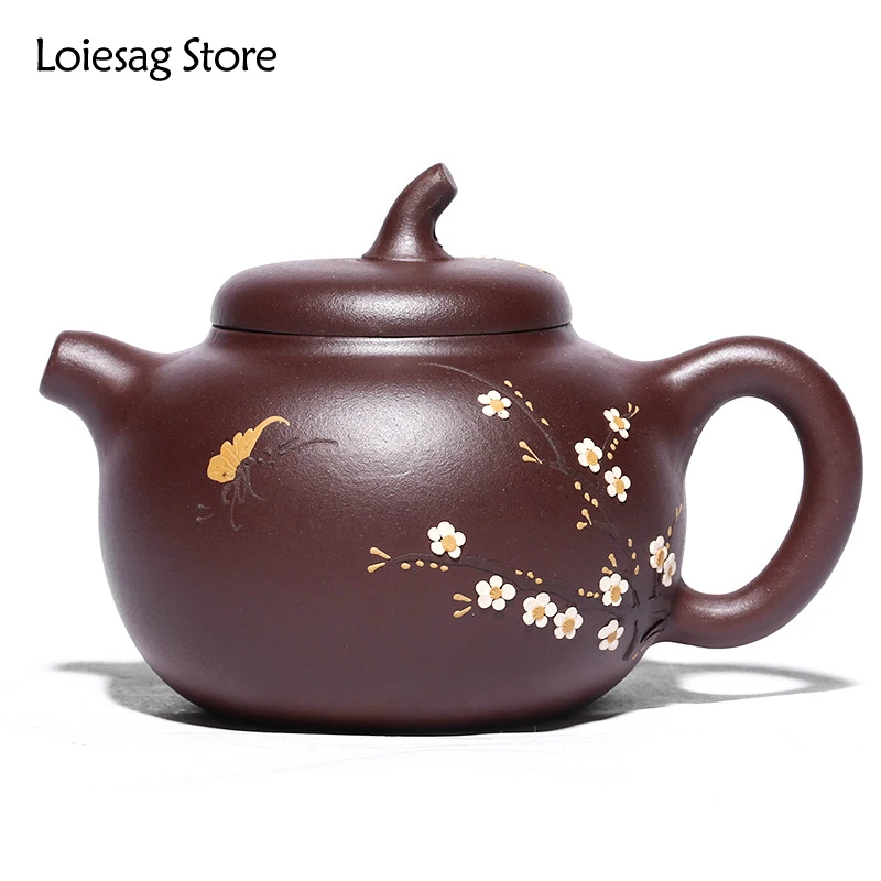 

Loiesag 210ml Authentic Yixing Purple Clay Teapots Raw Ore Purple Mud Plum Bossom Tea Pot Zisha Beauty Kettle Kung Fu Tea Set