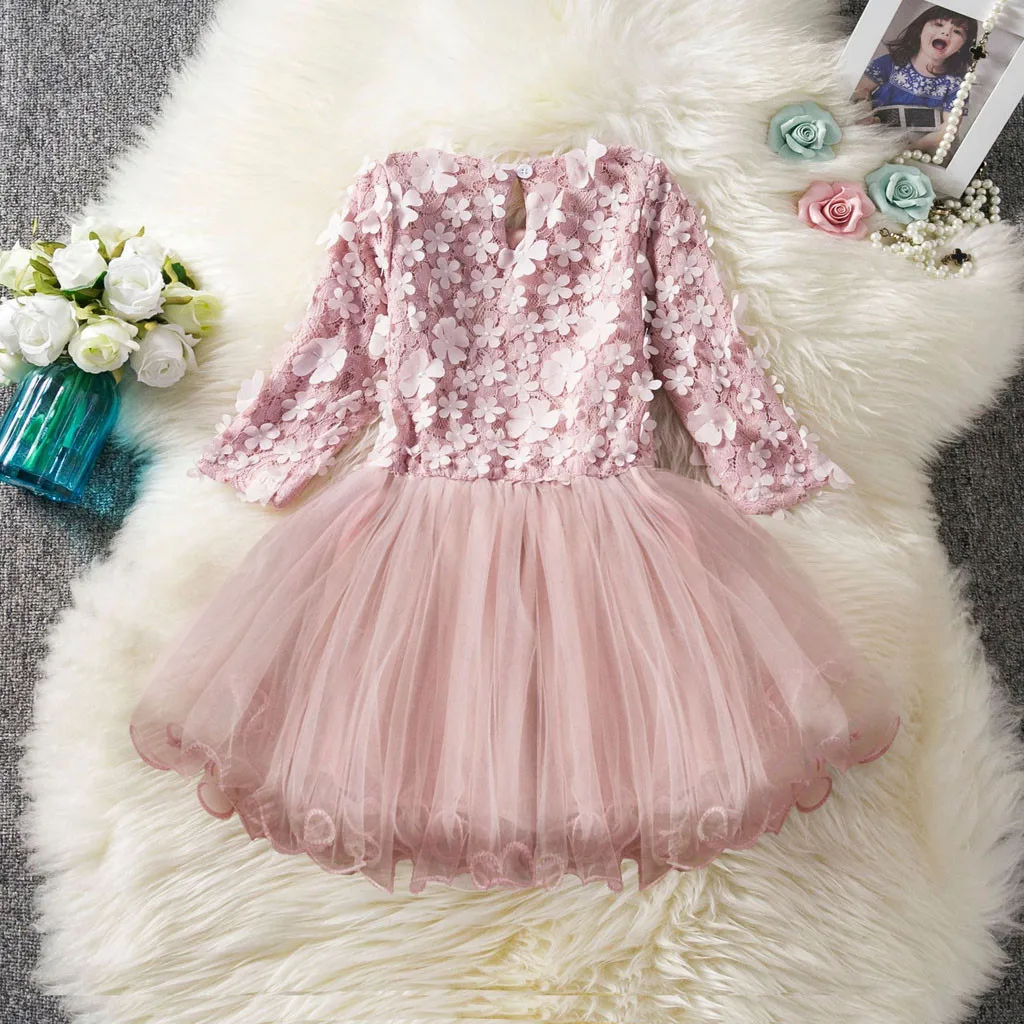 Kids clothes Baby Girls Lace Floral Princess Wedding Performance Formal Dress Clothes children's clothing for girls | Детская одежда