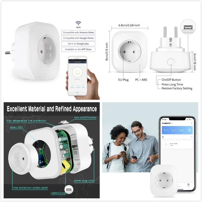 В Европу в Россию умная розетка gosund plug Alexa управление таймером мощность 16А