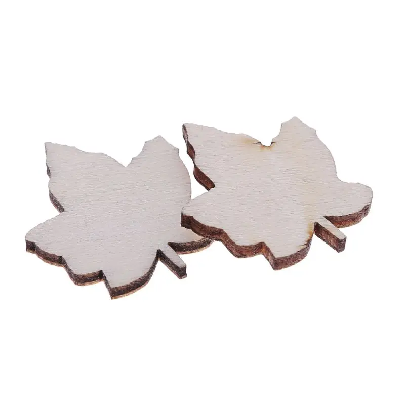 

50pcs Cut Wood Maple Leaf Embellishment Wooden Shape Craft Wedding Decor