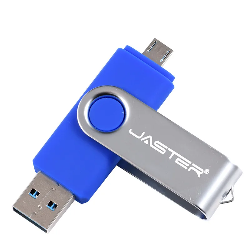 JASTER 4 Гб 64 ГБ 16 ГБ 32 ГБ флеш-диск USB 2,0 смартфон мобильный двойной порт OTG двойной флеш-накопитель Флешка карта памяти - Цвет: Blue