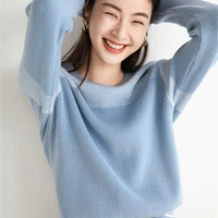 knitted splicing winter pullovers women oversized warm sweaters long sleeve top loose thickened knitted sweater