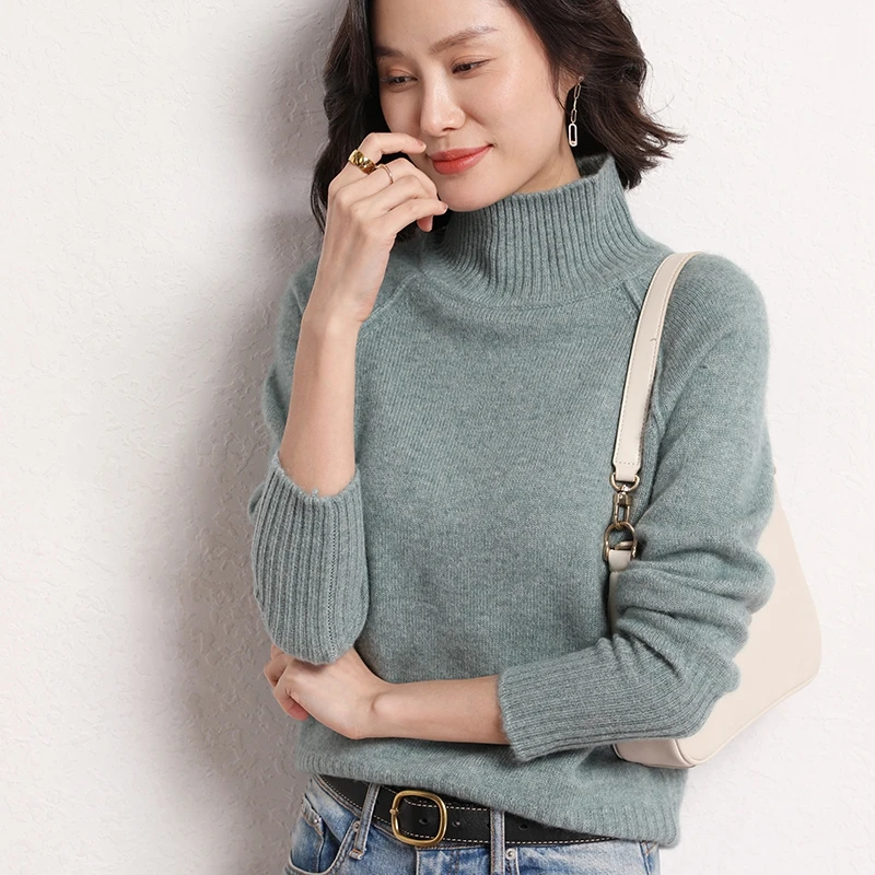35% High-Quality Cashmere Women's Hedging Winter Sale, Thick Casual Fashion New Long-Sleeved Knitted Turtleneck Slimming Sweater
