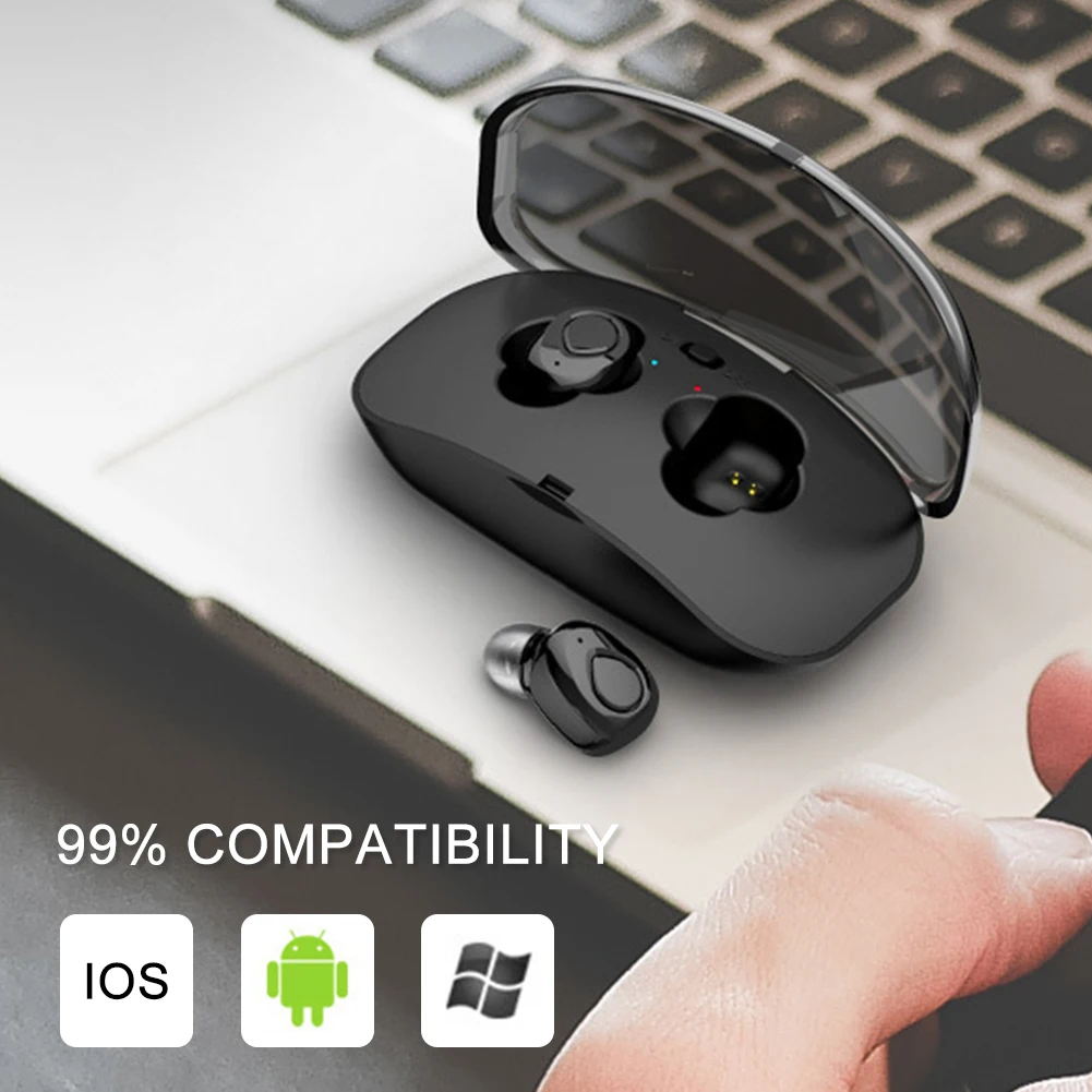 True Беспроводной Bluetooth 4 2 бинауральные стерео наушники Mini с Зарядка чехол