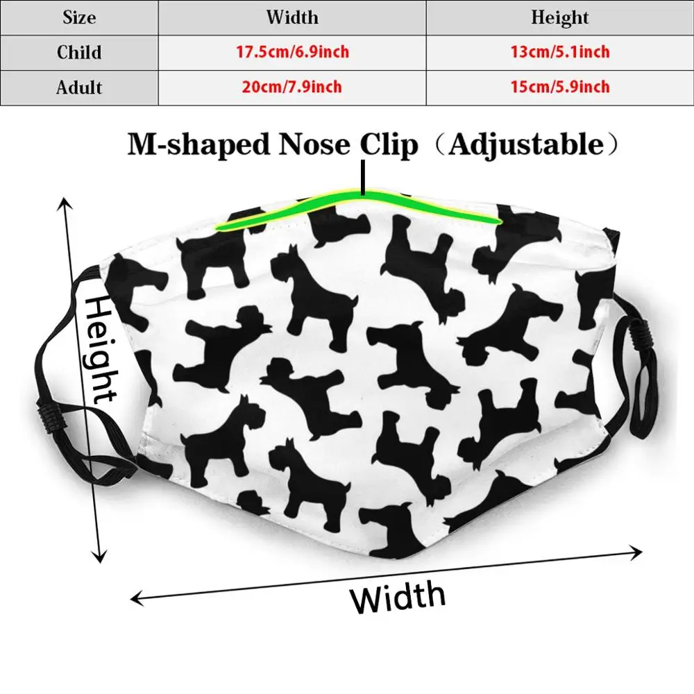 Tiny Black Schnauzers Adult Kids Anti Dust Filter Diy Mask Schnauzer Terrier Terriers Dog Dogs Breed German Giant | Аксессуары для