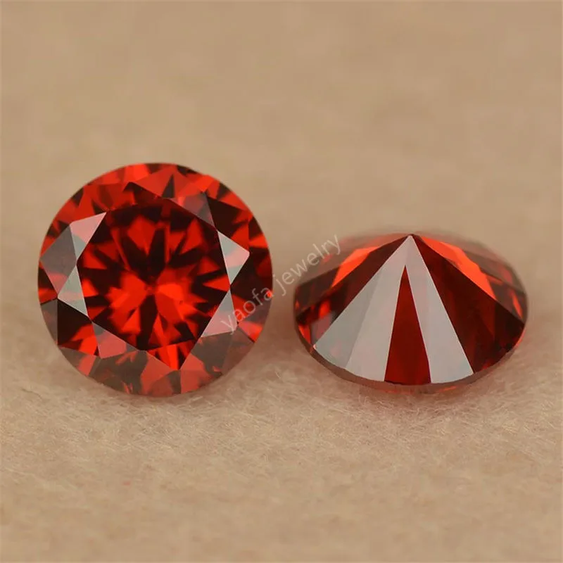 3~20mm High Quality Dark Orange Loose Synthetic Zircon CZ Stone Round Cut Cubic Zirconia Gems Beads For Jewelry Diy - купить по