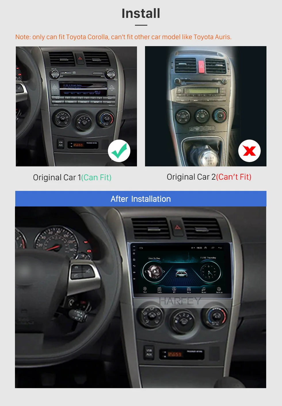 Harfey HD 9 &quotAndroid 8 1 Автомобильный gps авто радио для Toyota Corolla чистый 2006-2012 Мультимедиа