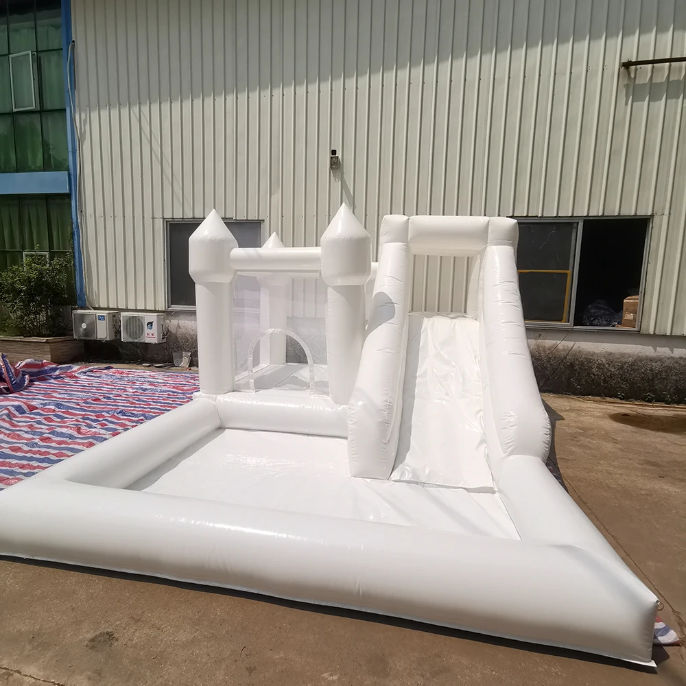 

13x16 футов ПВХ надувной Свадьба Белый прыгающий замок с горкой прыгающая кровать надувной замок Розовый Батут Дом для забавных игрушек