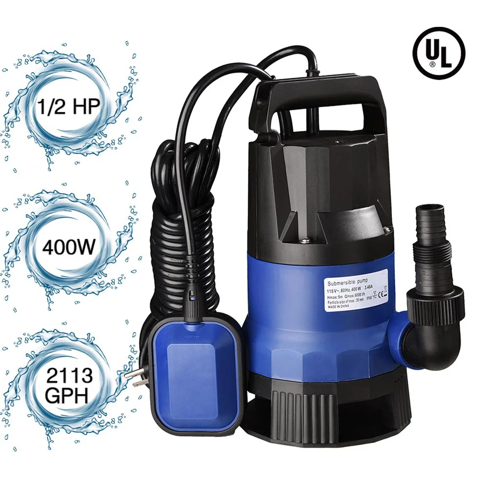 Yescom 1/2 HP 2112GPH 400 Вт погружной насос для грязной чистой воды плавательный бассейн
