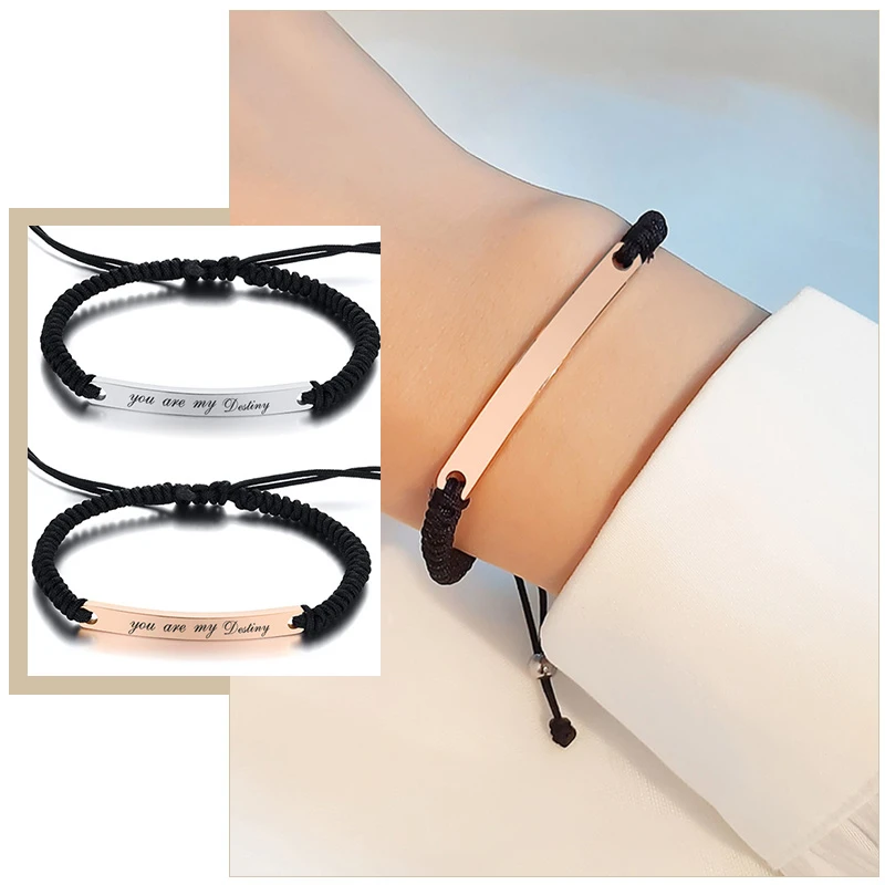 

Плетеные браслеты из нержавеющей стали с гравировкой на заказ для мужчин и женщин