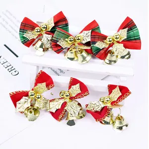 6 шт., бант-галстук с колокольчиком для украшения рождественской елки, Рождественское украшение подвеска фенек