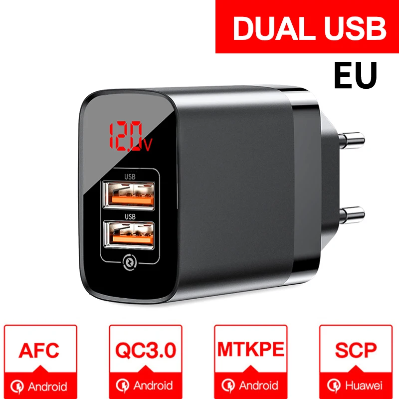 EU Plug Black Baseus Quick Charge 3,0 USB зарядное устройство для iPhone samsung Xiaomi huawei мобильный телефон 18 Вт PD3.0 PD QC3.0 QC usb type C быстрое зарядное устройство - Тип штекера: EU Plug Black