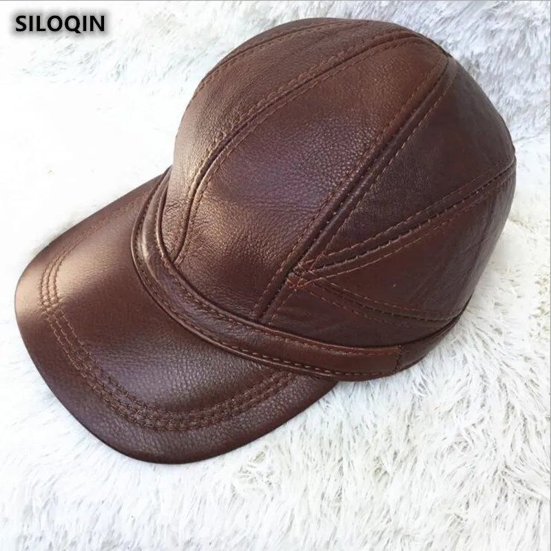 

Шапка SILOQIN мужская из натуральной кожи, бейсболка из воловьей кожи, утепленная, регулируемого размера, Осень-зима