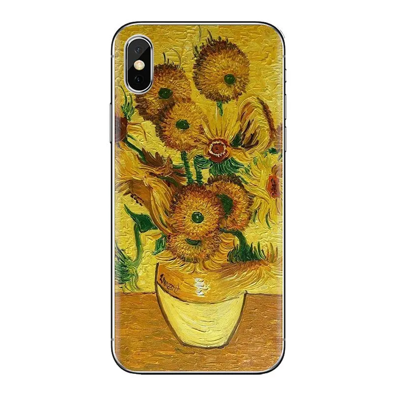Чехол из ТПУ для iPhone XS Max XR X 4 4s 5 5S 5C SE 6 6S 7 8 Plus samsung Galaxy J1 J3 J5 J7 A3 A5 Van Gogh Sunflowers масляная
