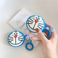 3d doraemon anime cartoon case for airpods cute silicone bluetooth earphone protective case for apple airpods 2 cover keychain