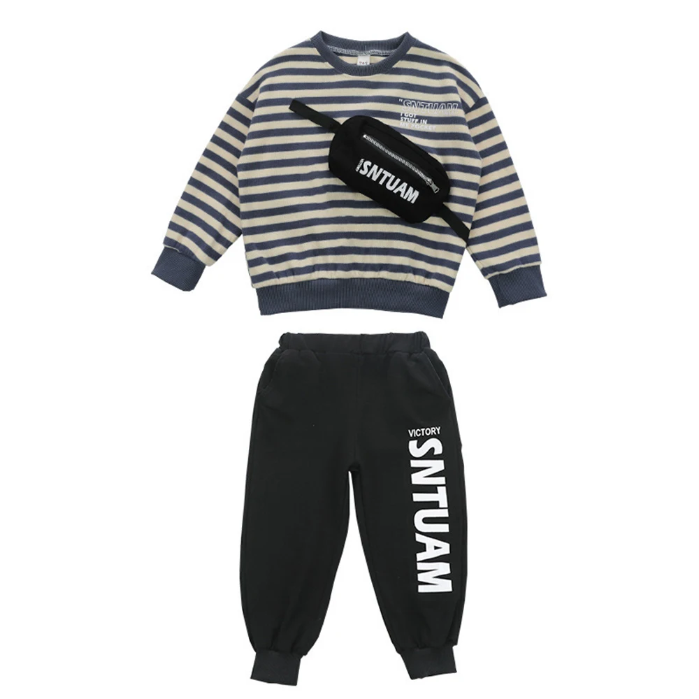 

Boys' Two-piece Casual Trousers With Striped Hoodies 2021 Clothing For Boys Children's Clothing Baby Clothes Kids Clothing