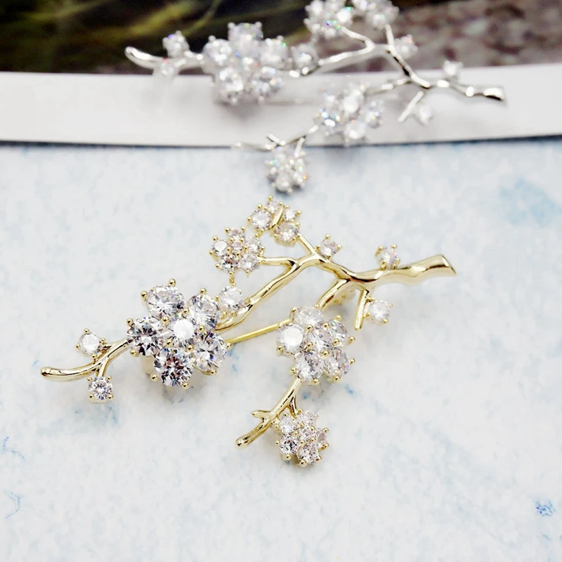 Fashion Plant Zircon Brooch Ladies And Accessories Korean Flower Wedding Jewelry Sweater Shirt Pins | Украшения и аксессуары