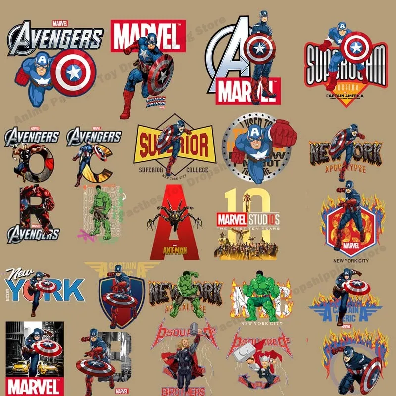 

Disney Marvels Iron man spiderman captain America Hulk Thor Ant-Man patches anime cartoon clothes patches Garment cloth stickers