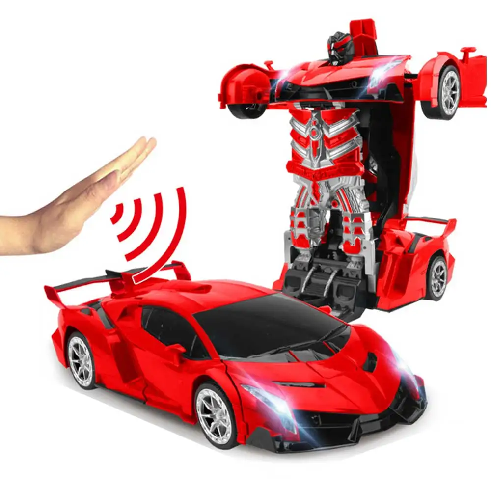 red rambo Радиоуправляемый автомобиль, робот-трансформер с жестом, спортивный автомобиль, модель роботов, игрушки, крутая деформационная машина, детские игрушки, подарки для мальчиков - Цвет: red rambo