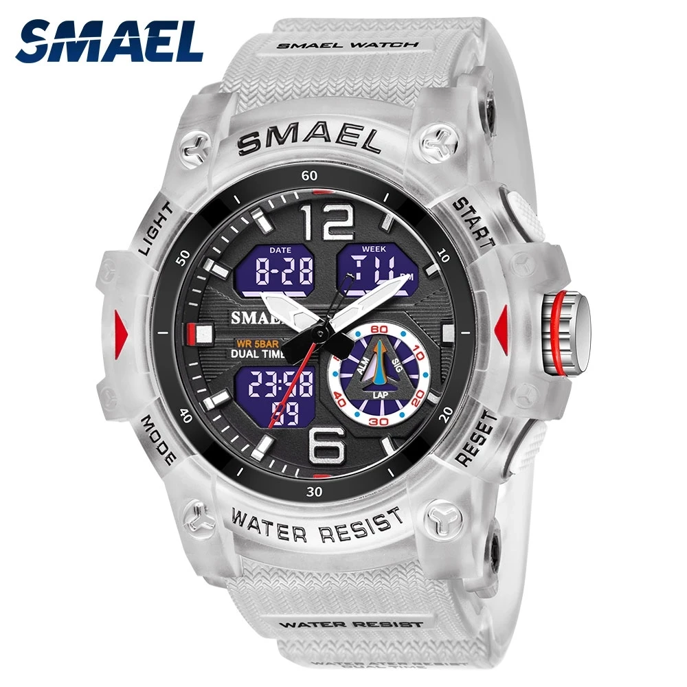 

Mens Watches Digital Military Watch Quartz Wristwatches Sport 50M Waterproof Alarm Clock Light Analog Digital Male Clocks 8007