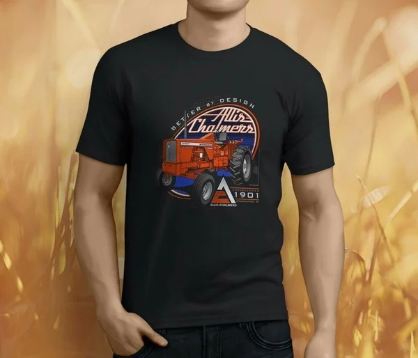 

New Popular Allis Chalmers Tractor Machinery Farm Men's Black T-shirt S-4XL
