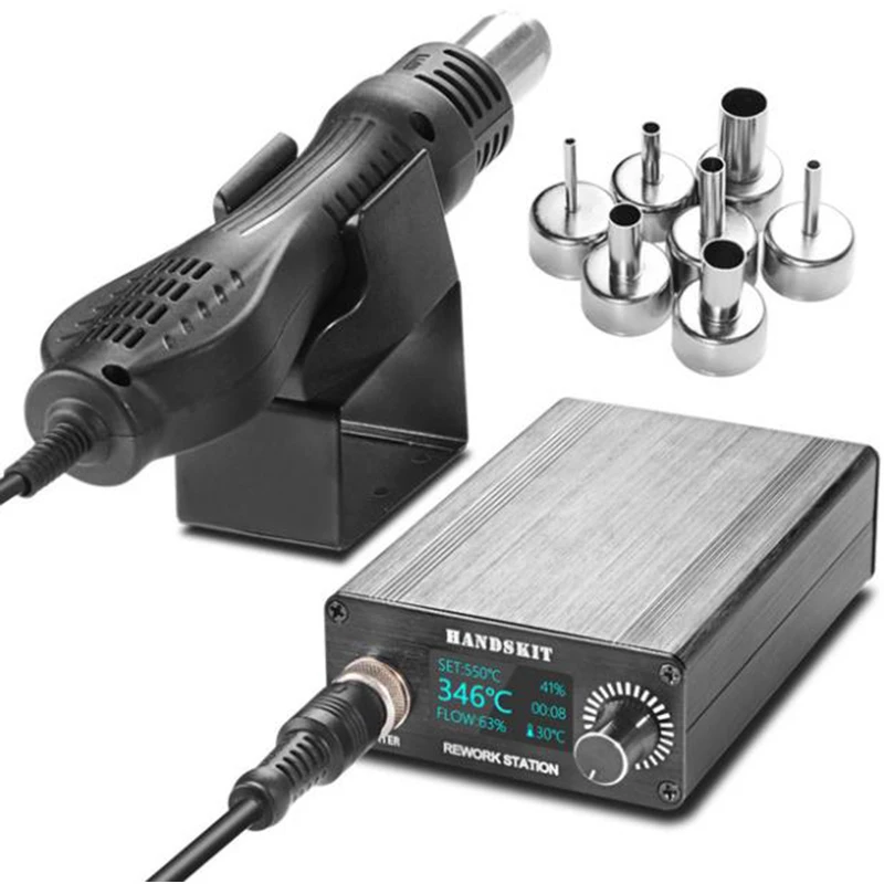 

Микро наладочная станция 700 Вт тепловой фен цифровая паяльная станция с регулируемой температурой ремонтный инструмент с 7 шт. Nozzl