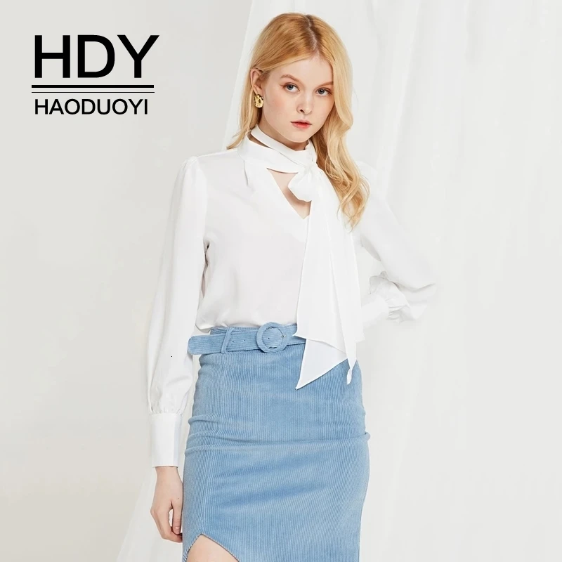 HDY Haoduoyi Новое поступление осенняя мода одноцветная с длинным рукавом OL женская