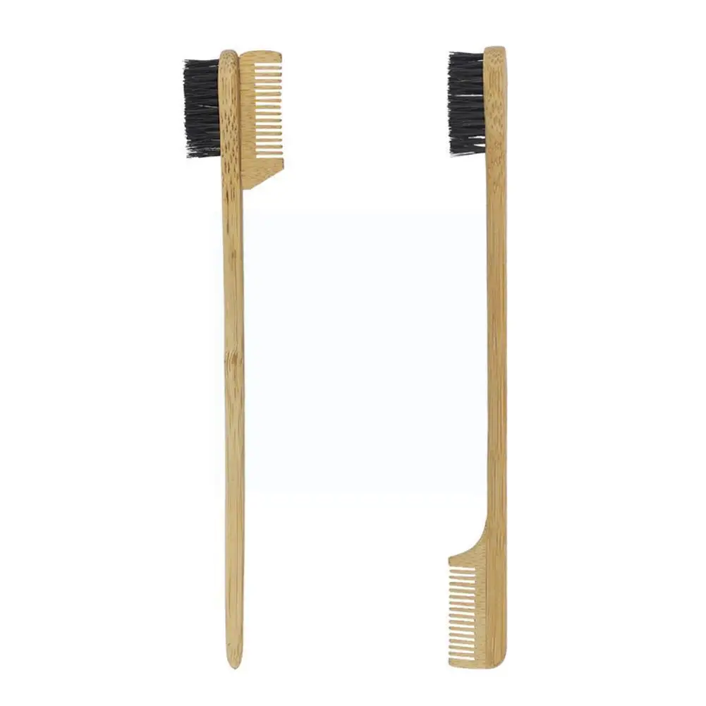 

1PCS Pure Natural Bamboo And Wood Eyebrow Eyebrow Eyebrow Household Makeup Three-head Double-sided Brush Comb E2F7