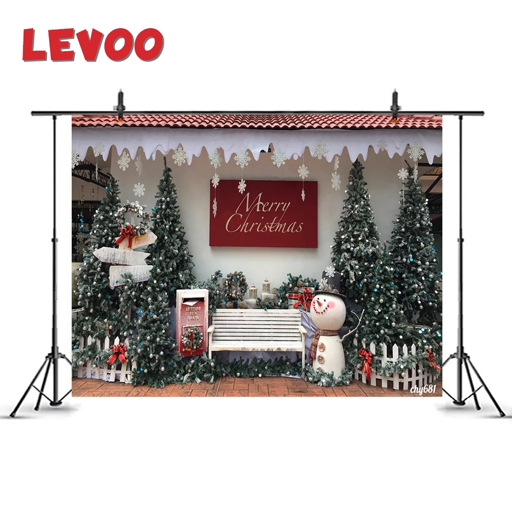 LEVOO Рождественский фон Рождественская елка венок ихта Снеговик скамейка фото
