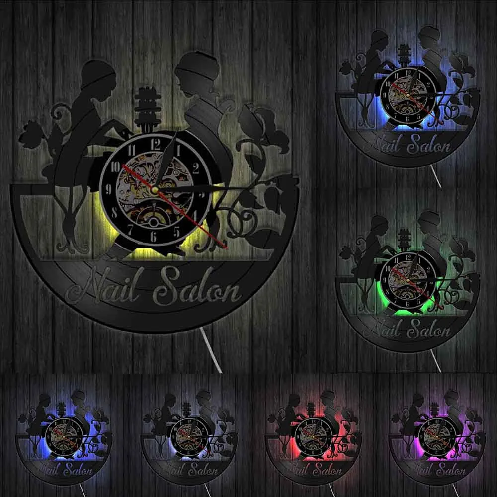 Для ногтей Маникюр Педикюр настенные часы маникюрный салон светодиодный