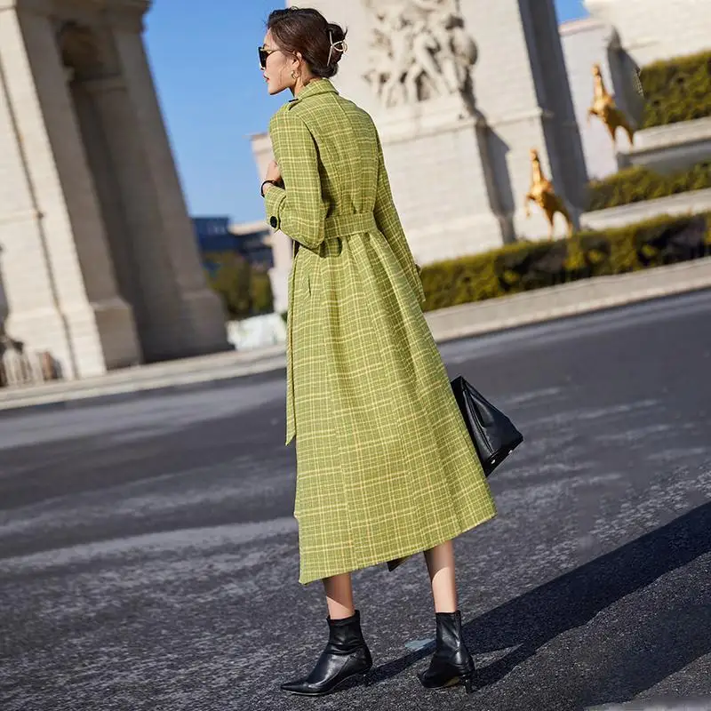 Женское осенне-зимнее шерстяное пальто 2021 модное классическое простое длинное