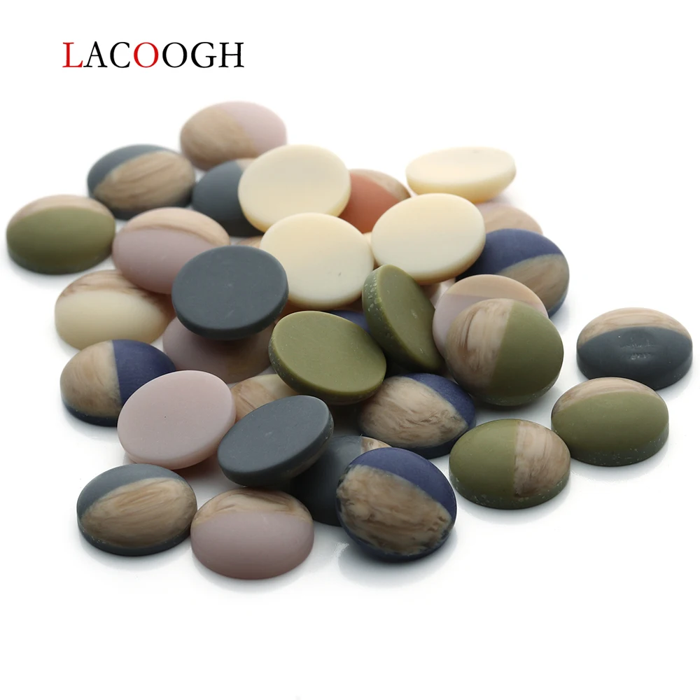 

30pcs/lot Dia 10 12mm Flat Back Resin Round Cabochon Beads Cameo Base Cabochons DIY Jewelry Making Findings Supplies Wholesale