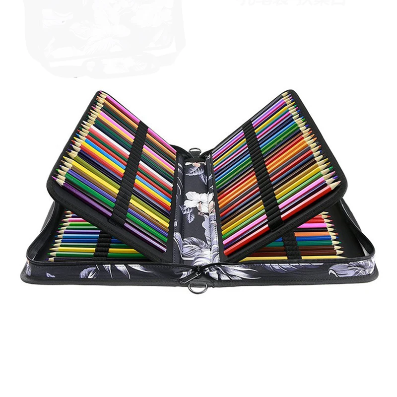 160 отделений цветной чехол для карандашей из ткани Оксфорд/Органайзер с ремешком