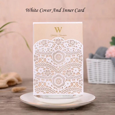 Cover And Inner Card 1 шт. элегантная вырезанная лазером Свадебная пригласительная открытка кружевная Флора на заказ с конвертом поздравительная открытка Свадебные украшения вечерние сувениры - Цвет: Cover And Inner Card