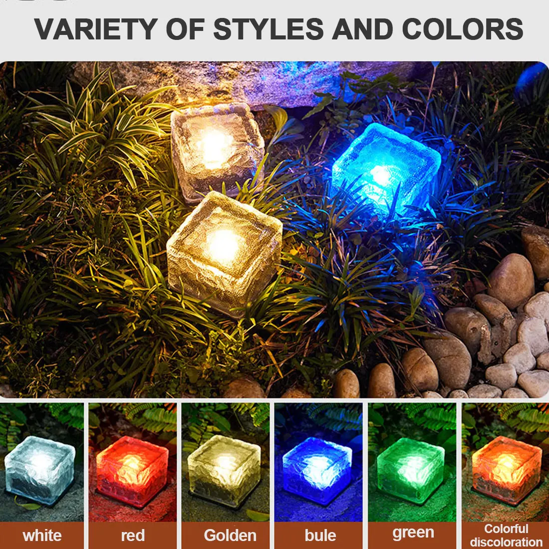 

Outdoor Decorations Solar Lawn Garden Lights Decorative Brick Ice Cube LED Light for Pathway Driveway Lanscape Backyard Patio