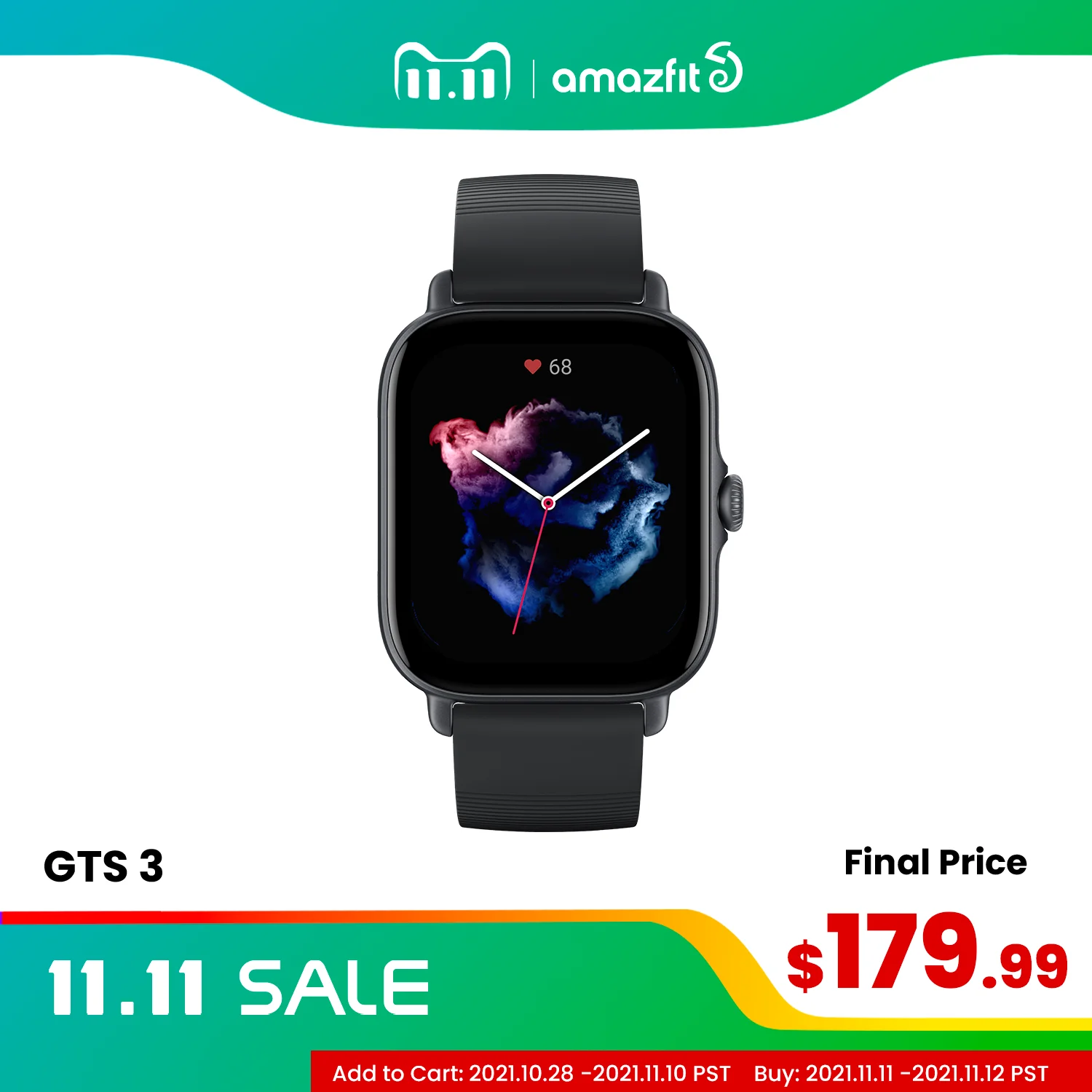  Смарт-часы Amazfit GTS 3 GTS3, 2021 дюйма, AMOLED дисплей 