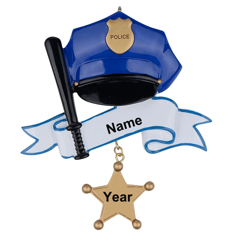 

Wholesale 2021 Police Officer Patrol with Cap Polyresin Personalized Christmas Tree Ornament As For Holiday Police Day Gifts