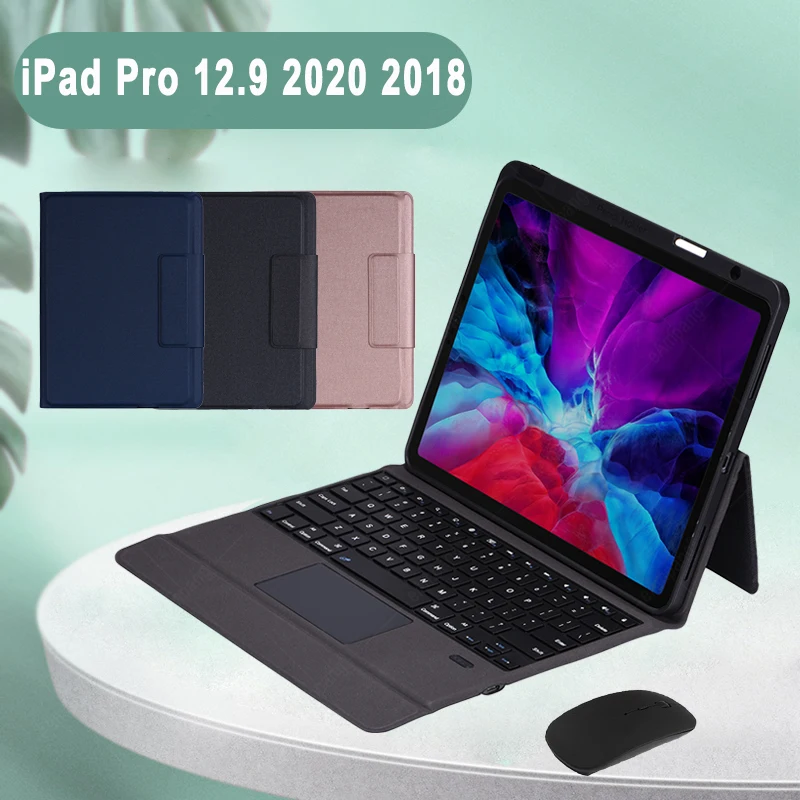 

Чехол с клавиатурой для Apple iPad Pro 12,9 2018 2020 3-го 4-го поколения, Ультратонкий чехол с беспроводной клавиатурой и слотом для ручки