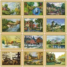 HUACAN закат пейзаж живопись Счетный крест 11CT 14CT белый холст вышивка крестом Набор для вышивка-Шитье Сделай Сам комплект