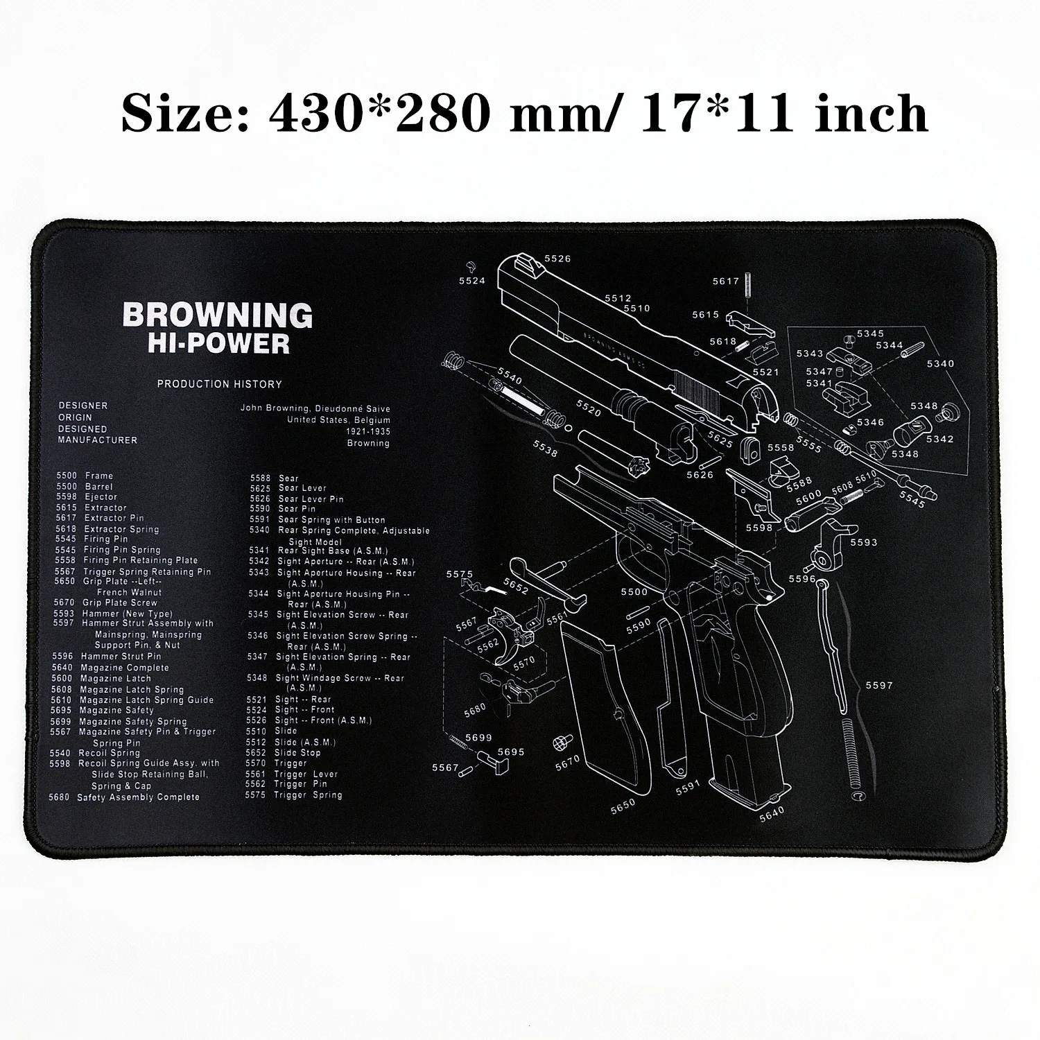 Browing Hi Power Водостойкий пистолет резиновый коврик для чистки Glock 1911 Beretta HK USP SIG P226 AR15 AK47 Remington с армирующими частями список коврик для верстака - Цвет: Browing Hi Power