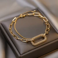 vintage design cz crystal women bracelet gold chain fashion bracelets for women korea new lucky bracelet pendant jewelry gifts