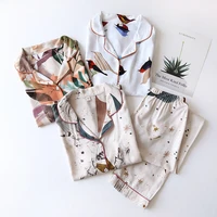 high quality soft cotton pajamas women printed home clothes suit 2021 new summer thin long sleeve sleepwear female pijama autumn