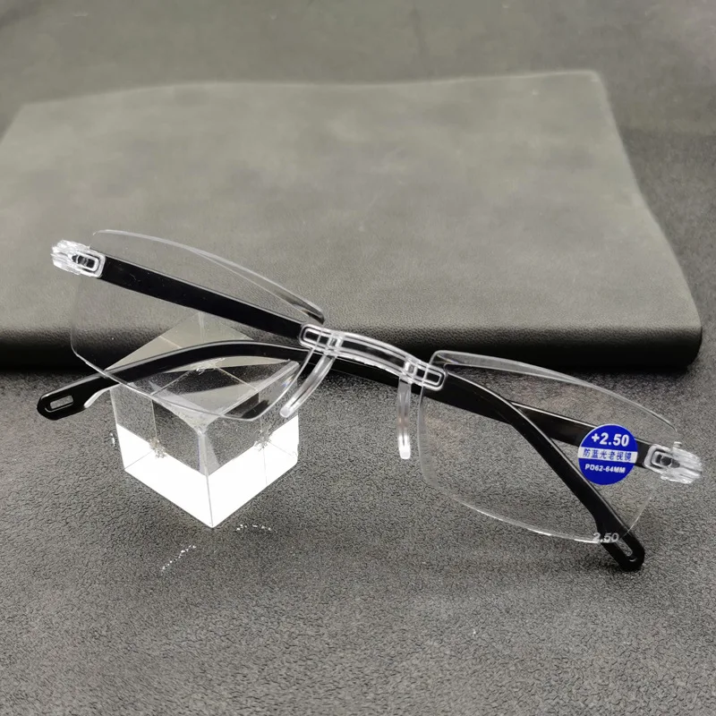Anti Blue Ray Reading Glasses Men Women Rimless Cutting Presbyopia Eyewear Light Blocking +1.0 1.5 2.0 2.5 3 3.5 4 | Аксессуары для